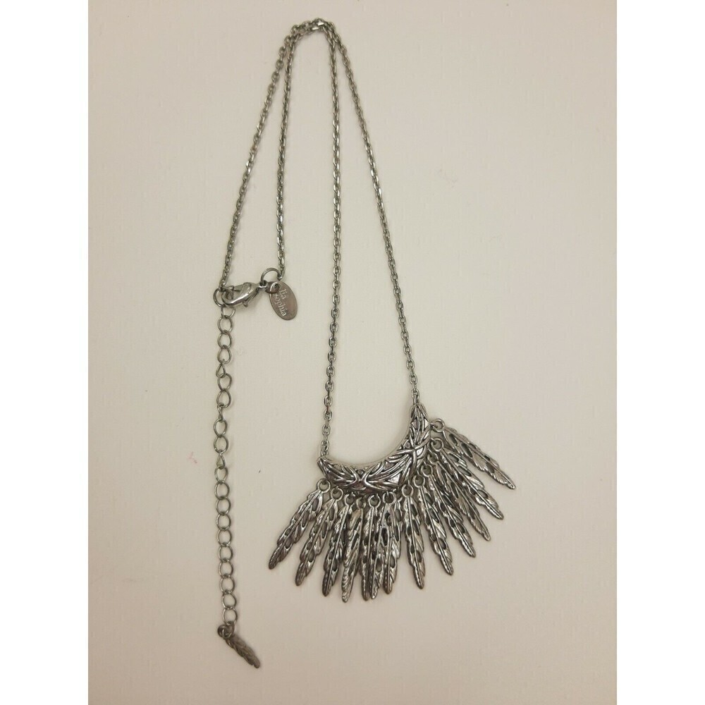 LIA Sophia Silver Tone Tribal Feather Necklace